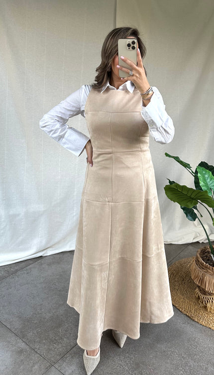 Beige velvet jurk MAYA