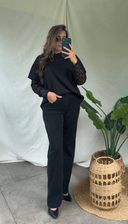 Zwarte shirt kant SOFIA