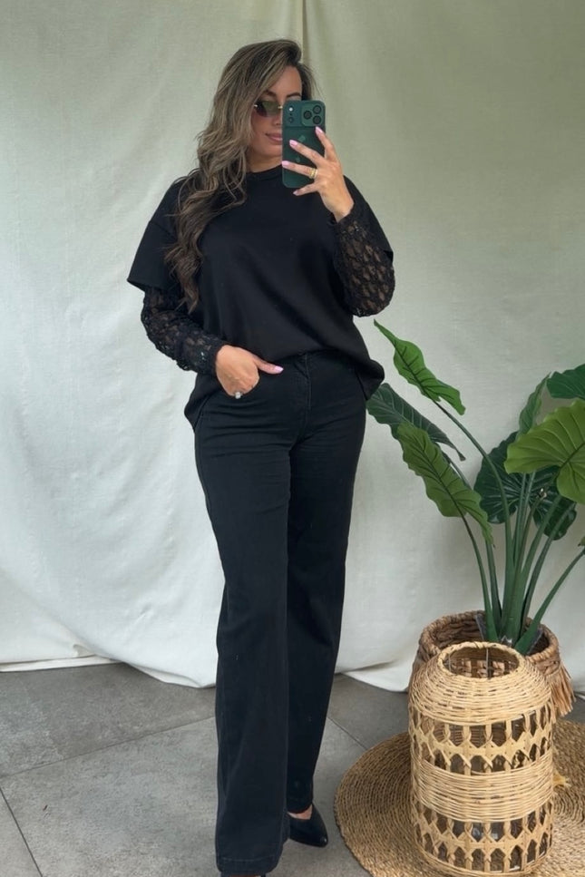 Zwarte shirt kant SOFIA