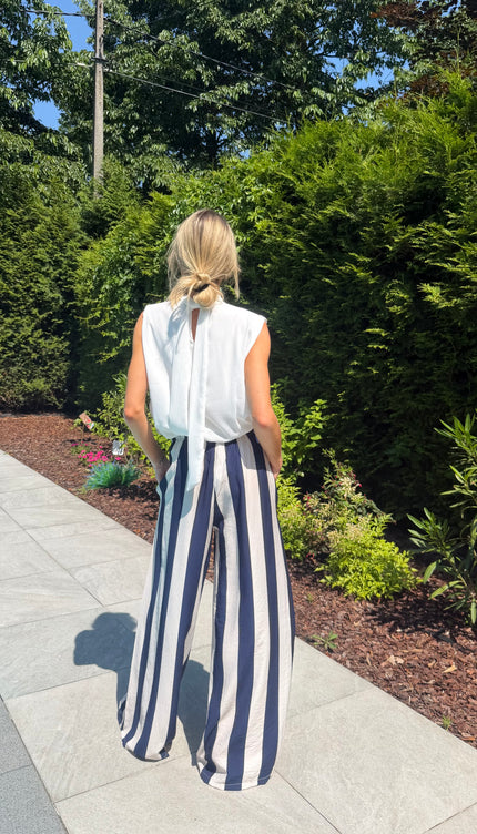Gestreepte comfy broek blauw JILL