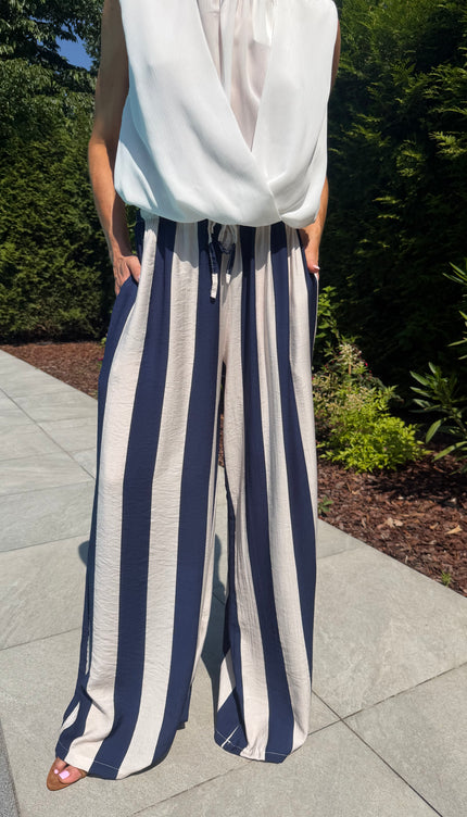 Gestreepte comfy broek blauw JILL