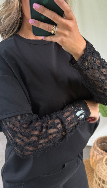 Zwarte shirt kant SOFIA