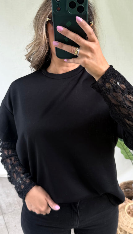 Zwarte shirt kant SOFIA