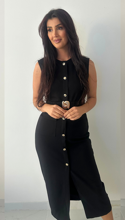 Zwarte jurk met riem