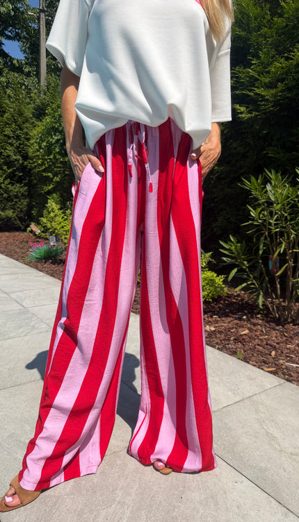 Gestreepte comfy broek rood JILL