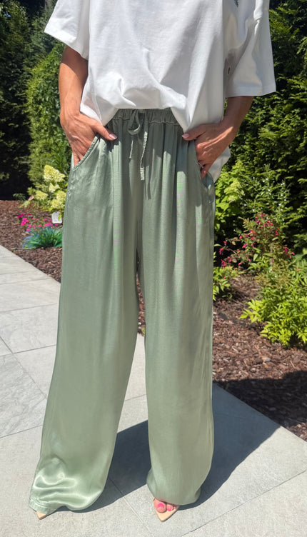 Mint satijn broek ESMEE