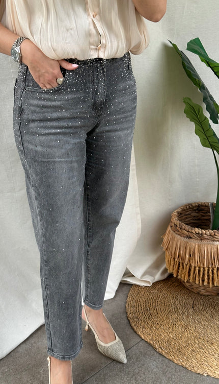 Grijze glitter jeans LUNA