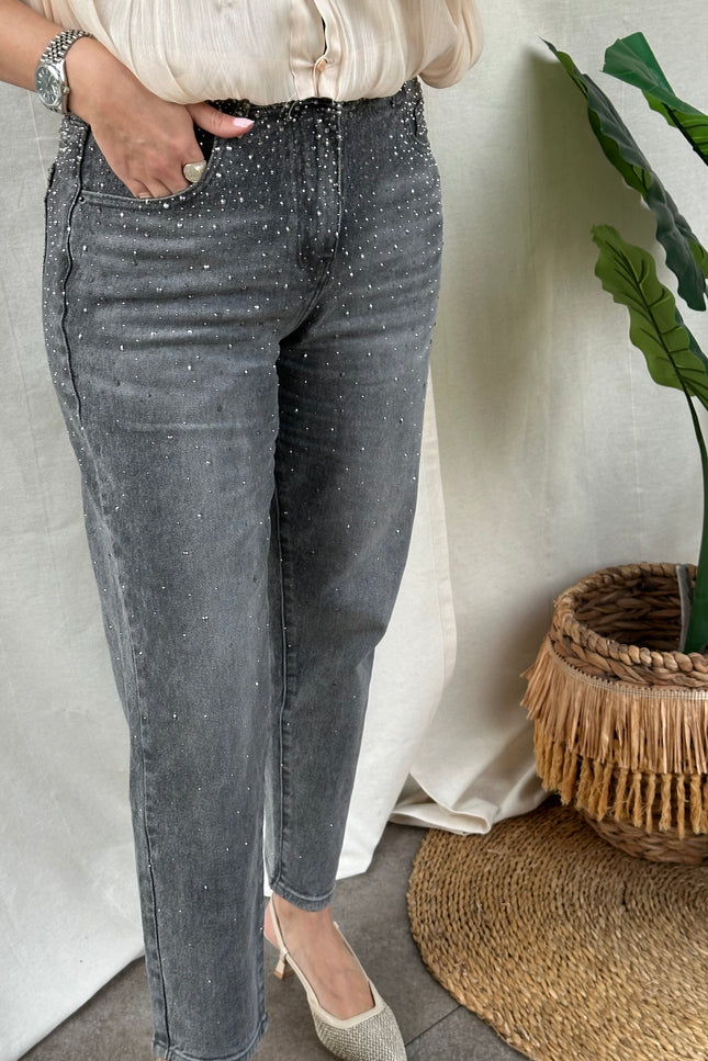Grijze glitter jeans LUNA