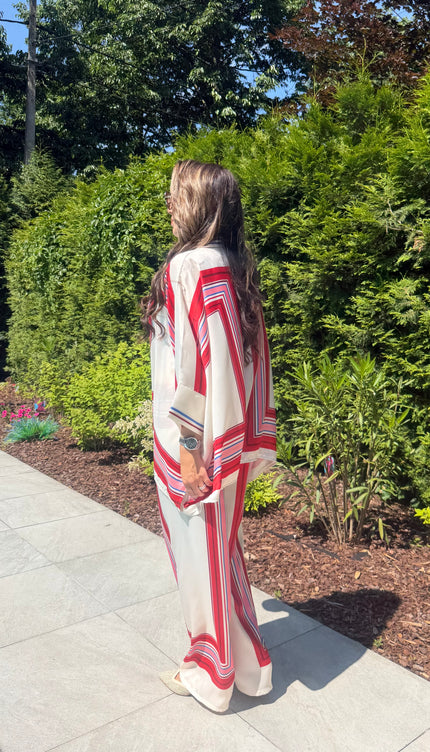 Rood gestreept satin setje LIMA