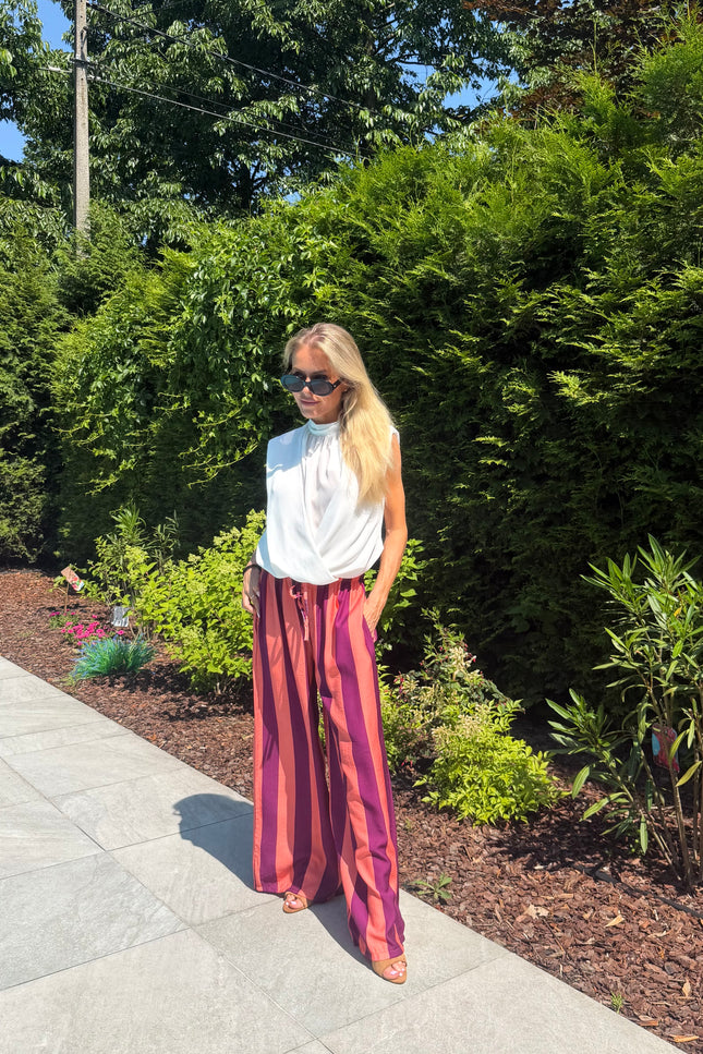 Gestreepte comfy broek oranje JILL