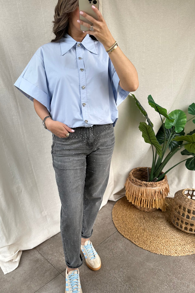 Grijze glitter jeans LUNA