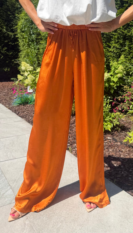 Oranje satijn broek ESMEE
