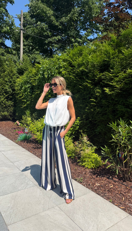 Gestreepte comfy broek blauw JILL