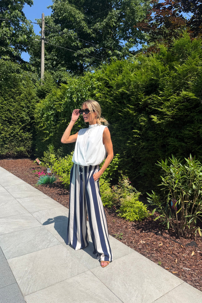 Gestreepte comfy broek blauw JILL