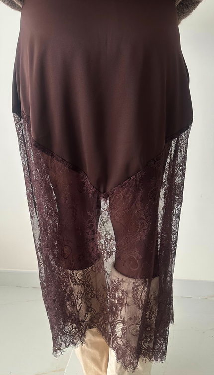 Bruine satijn lace rok