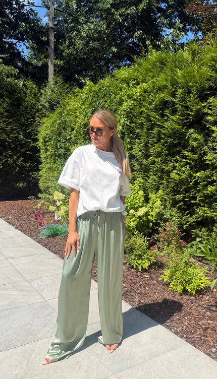 Mint satijn broek ESMEE