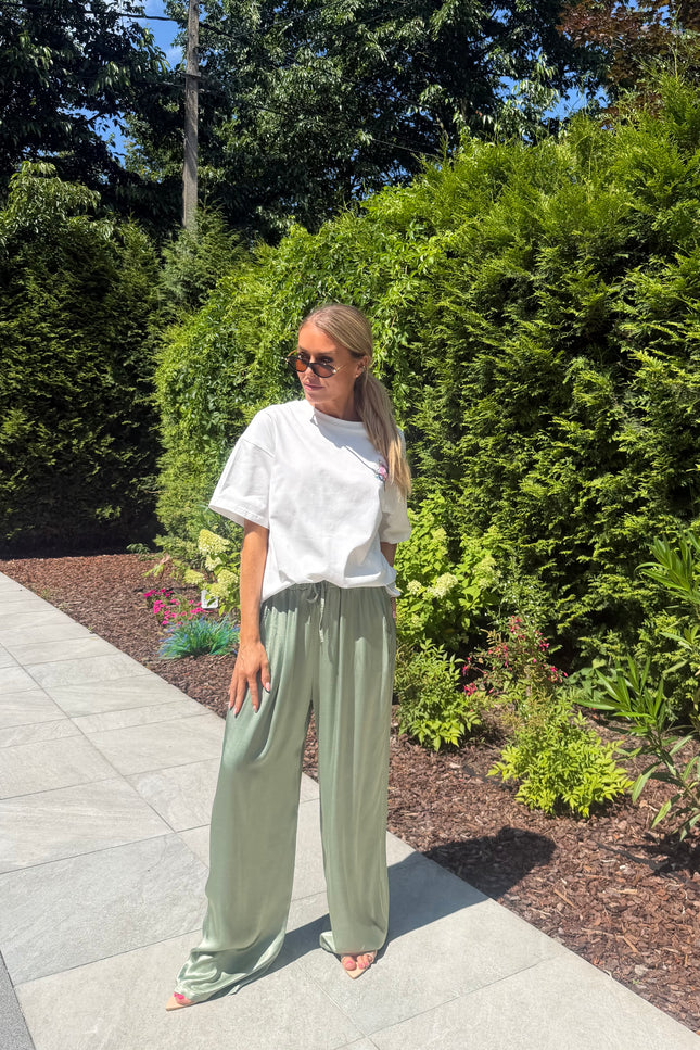 Mint satijn broek ESMEE