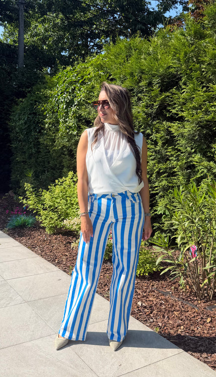 Blauwe gestreepte jeans CECILIA