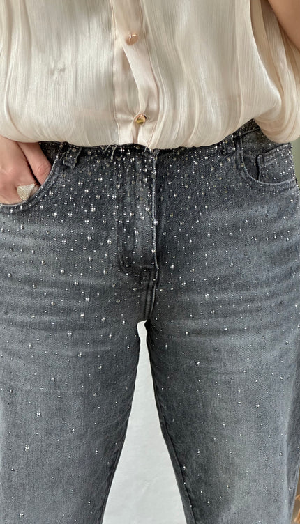 Grijze glitter jeans LUNA