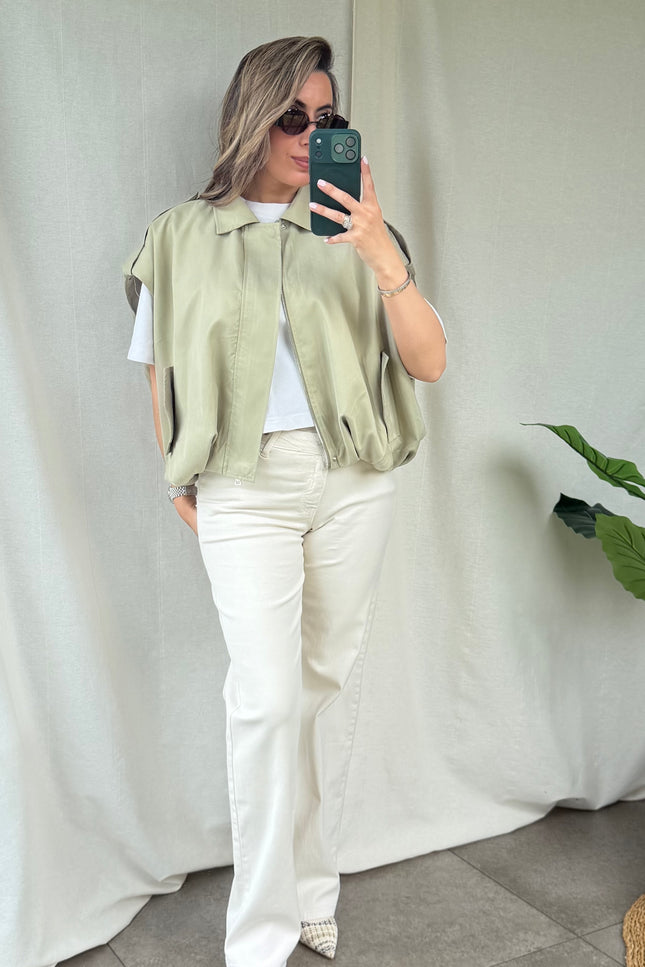 Wide leg denim beige