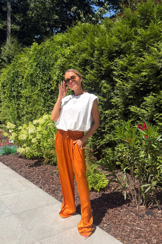 Oranje satijn broek ESMEE