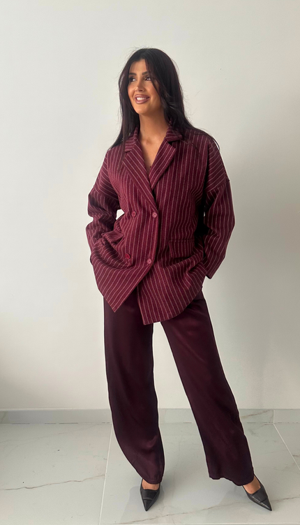 Bordeaux satijn broek