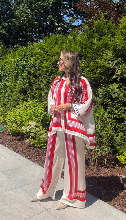 Rood gestreept satin setje LIMA