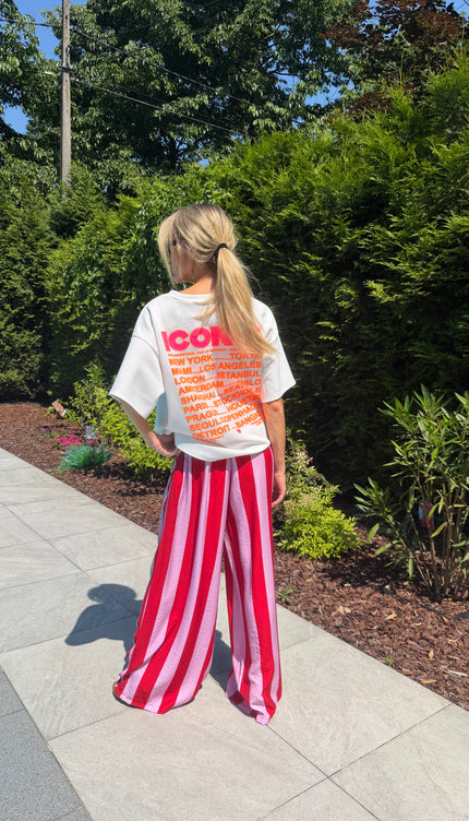 Gestreepte comfy broek rood JILL