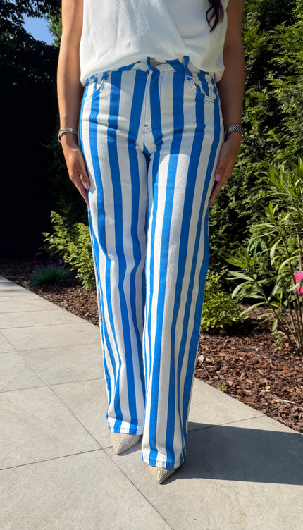Blauwe gestreepte jeans CECILIA