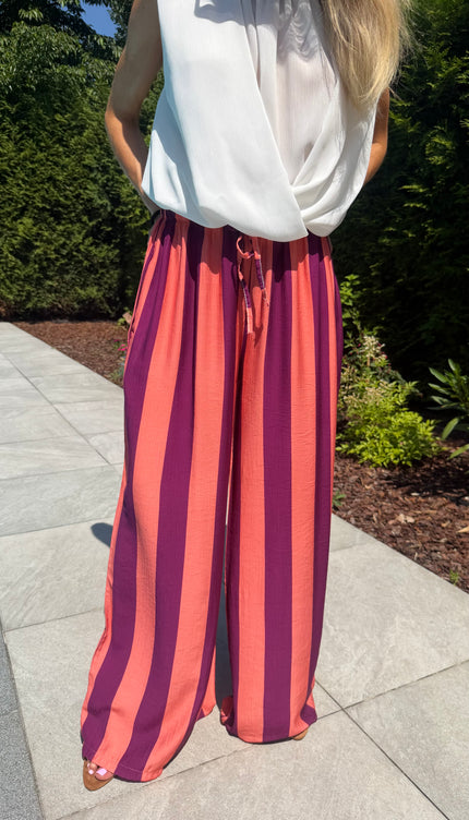 Gestreepte comfy broek oranje JILL