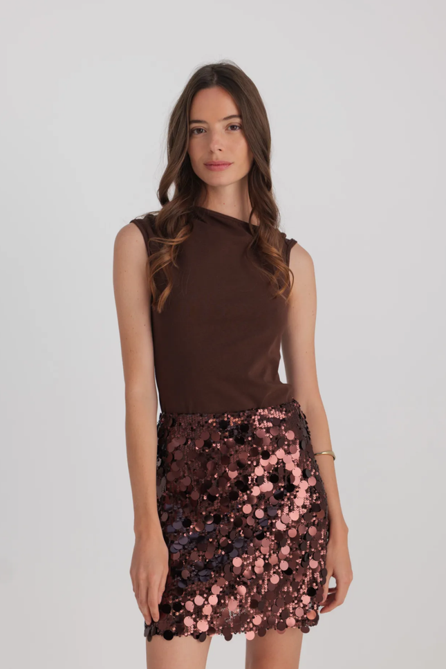 Bruine rok pailletten