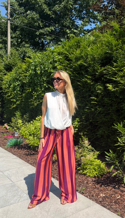 Gestreepte comfy broek oranje JILL