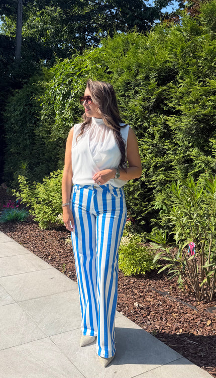 Blauwe gestreepte jeans CECILIA