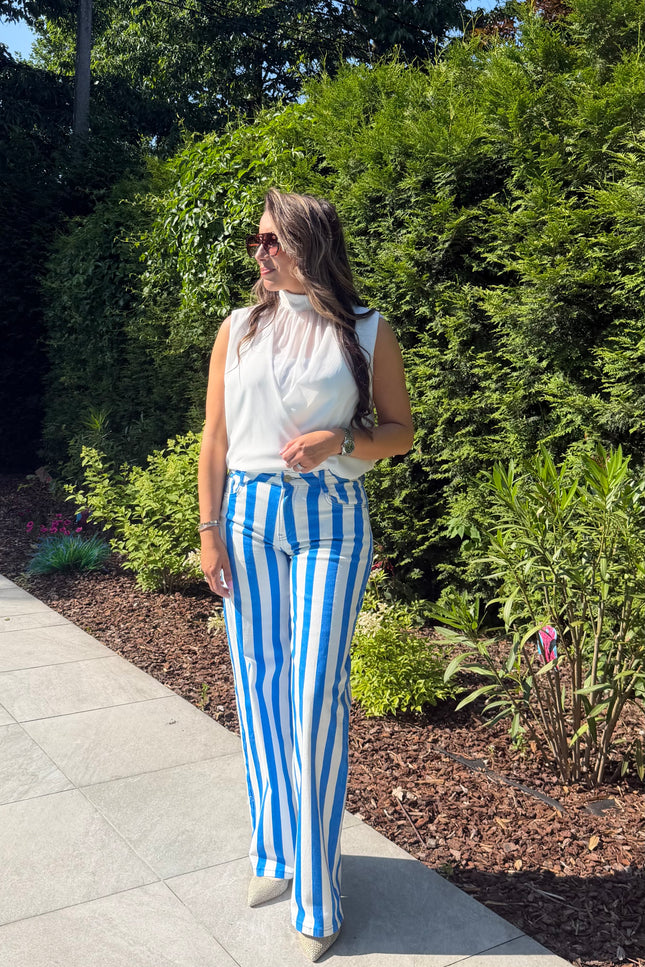 Blauwe gestreepte jeans CECILIA