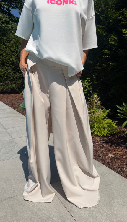 Beige wide leg pantalon AMY