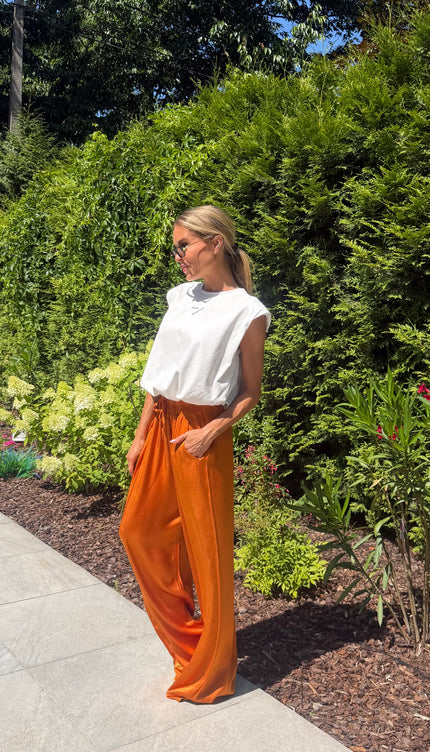 Oranje satijn broek ESMEE
