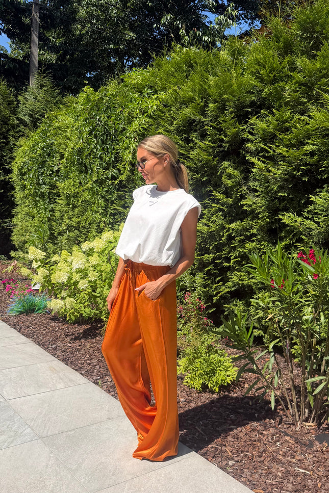 Oranje satijn broek ESMEE