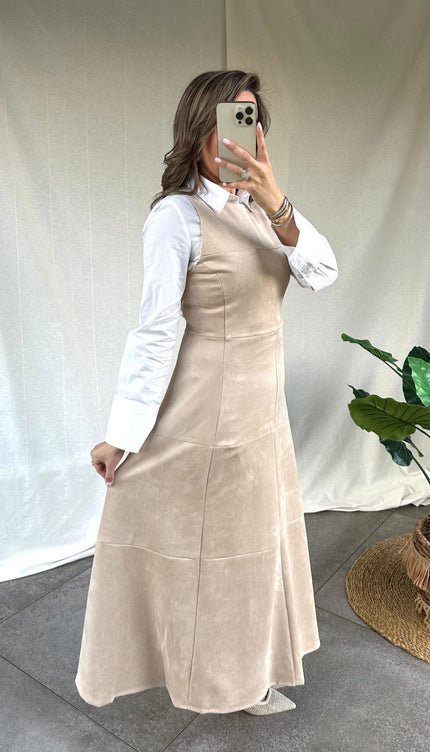 Beige velvet jurk MAYA