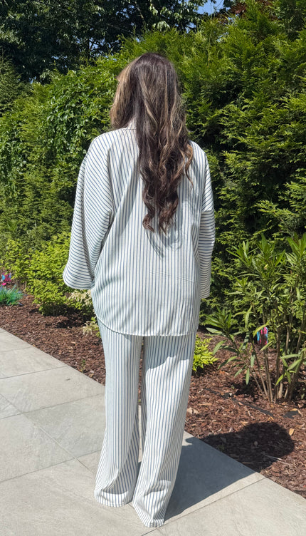 Gestreept setje blauw