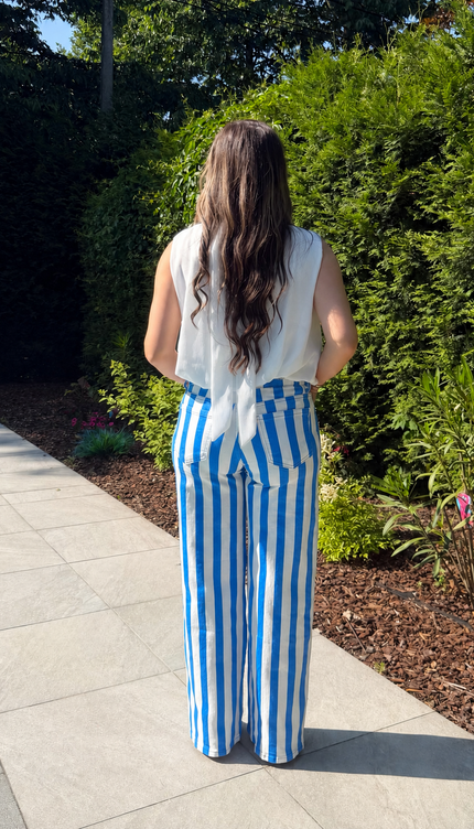Blauwe gestreepte jeans CECILIA