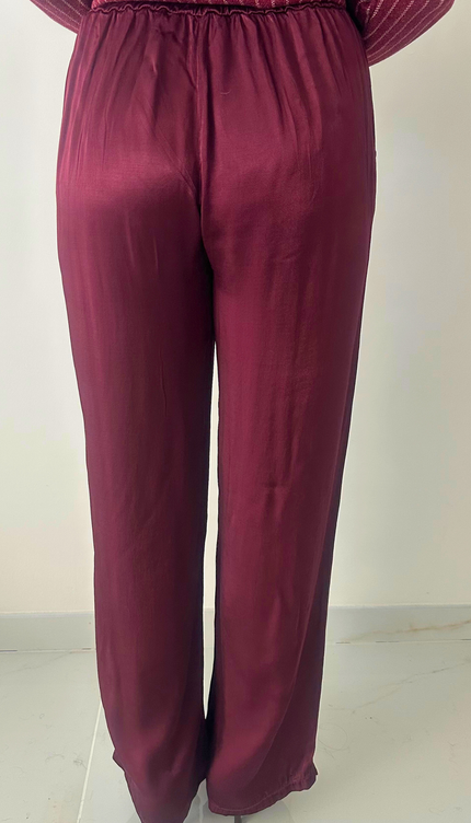 Bordeaux satijn broek