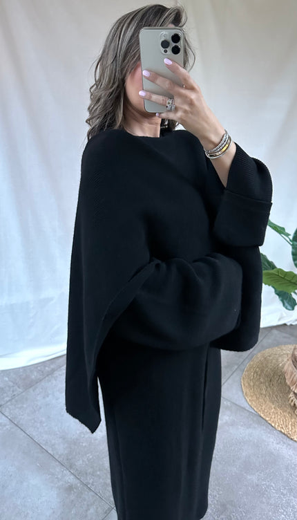 Zwarte cape trui KENZA