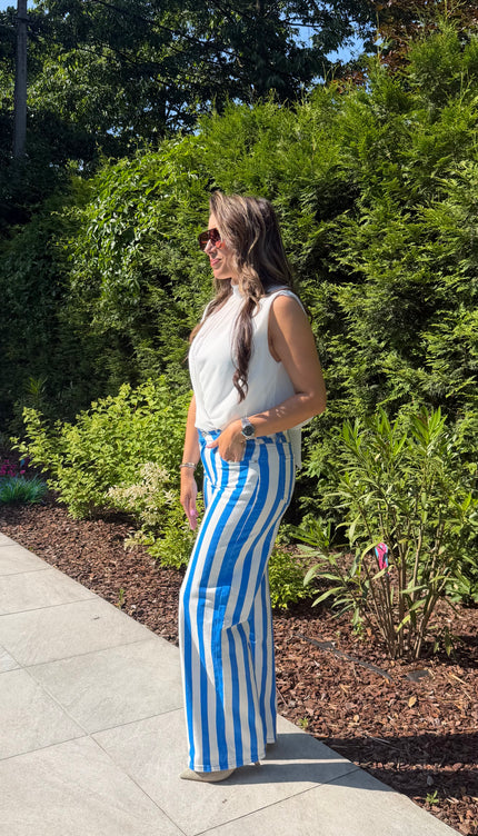 Blauwe gestreepte jeans CECILIA