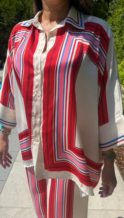 Rood gestreept satin setje LIMA