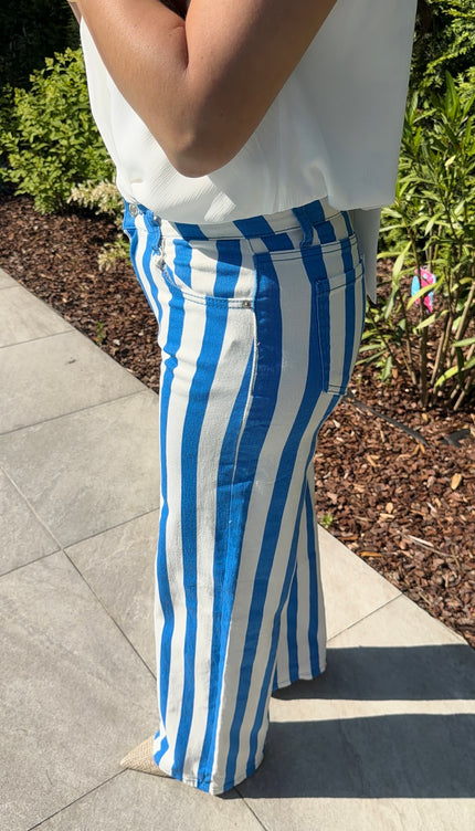 Blauwe gestreepte jeans CECILIA