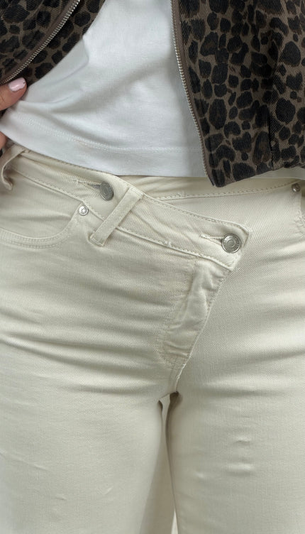 Wide leg denim beige