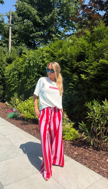 Gestreepte comfy broek rood JILL