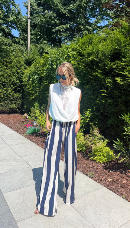 Gestreepte comfy broek blauw JILL