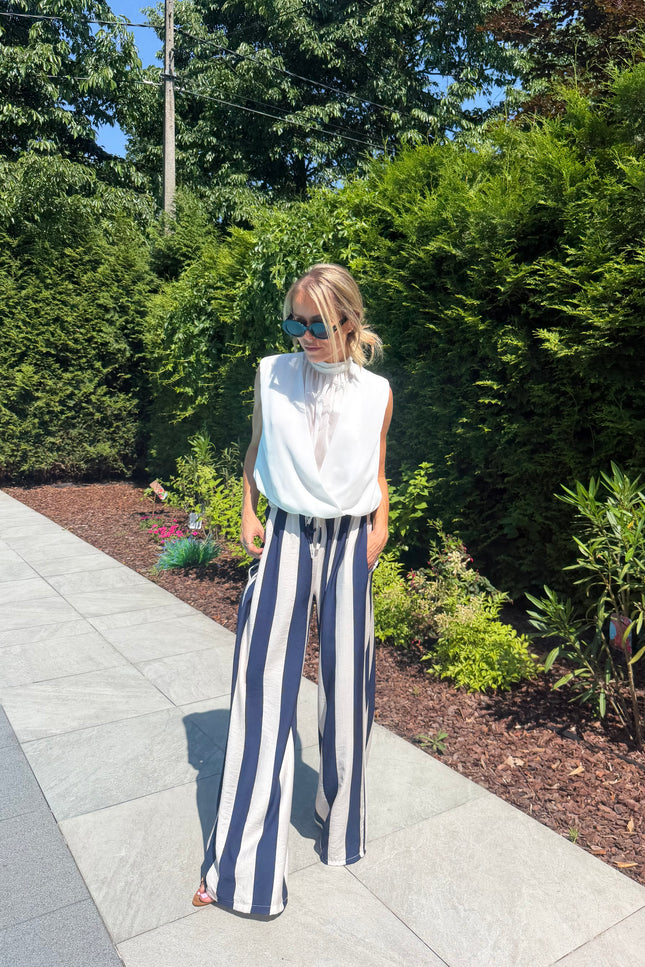 Gestreepte comfy broek blauw JILL