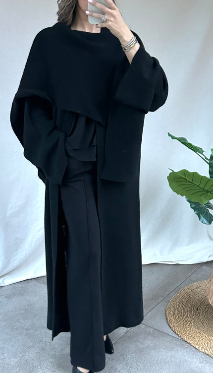Zwarte cape trui KENZA